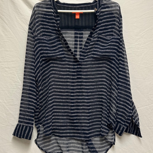 Navy and White Polka Dot Blouse - Picture 1 of 3